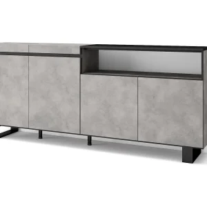 Dressoir, Opbergkast, 200x35x87cm, 4 Deuren, Industrieel design, Cement Dressoir, Opbergkast, 200x35x87cm, 4 Deuren, Industrieel design, Cement