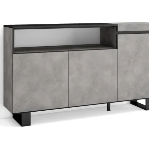 Dressoir, Opbergkast, 150x35x87cm, 3 Deuren, Industrieel design, Cement