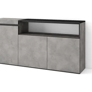 Dressoir, Opbergkast, 150x35x75cm, 3 Deuren, Woonkamer, hal, Cement