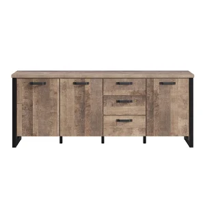 Emile dressoir 3 deuren, 3 laden, eik decor.