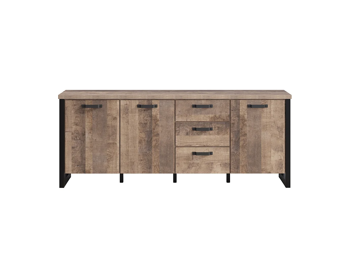 Emile dressoir 3 deuren, 3 laden, eik decor.