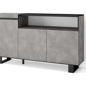 Dressoir, Opbergkast, 150x35x87cm, 3 Deuren, Industrieel design, Cement
