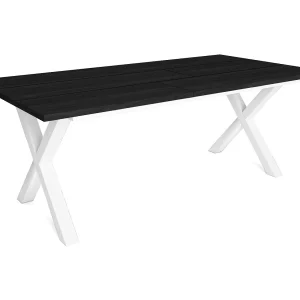 Eettafel, 10 personen, 194x90x75cm, Robuust en stabiel dankzij zijn structuur en solide poten, Zwart, Industriële stijl Eettafel, 10 personen, 194x90x75cm, Robuust en stabiel dankzij zijn structuur en solide poten, Zwart, Industriële stijl