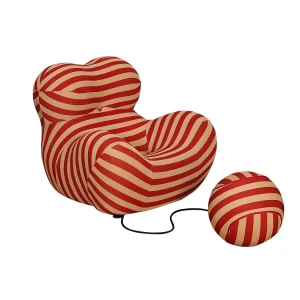 Fauteuil met voetenbank beige rood nua n31-11 76x63x68 cm 32x32x32 cm Fauteuil met voetenbank beige rood nua n31-11 76x63x68 cm 32x32x32 cm