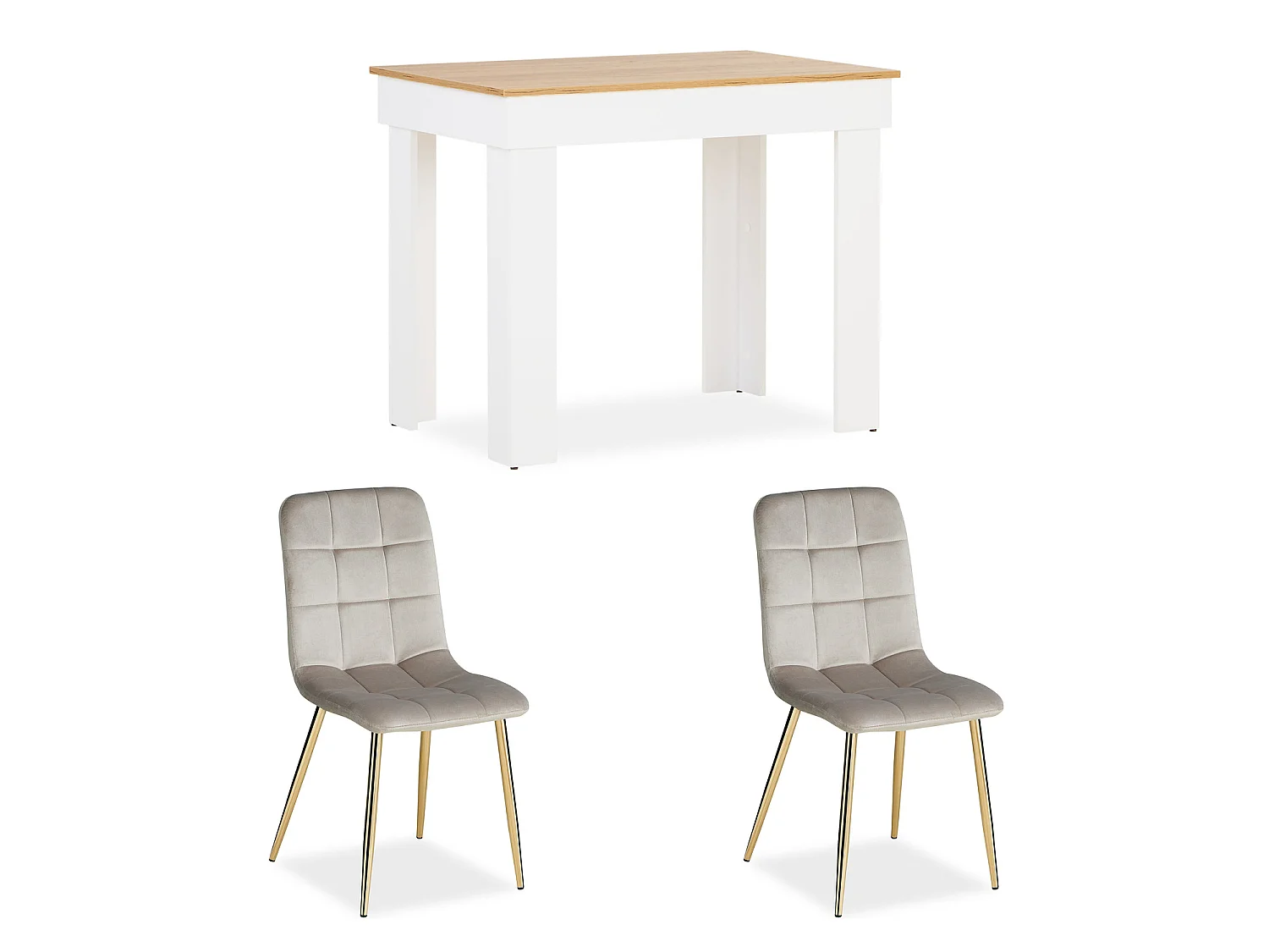Eettafel 90x73x60 cm witte eik crème fluweel