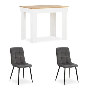 Eettafel 90x73x60 cm wit eiken fluweelgrijs Eettafel 90x73x60 cm wit eiken fluweelgrijs