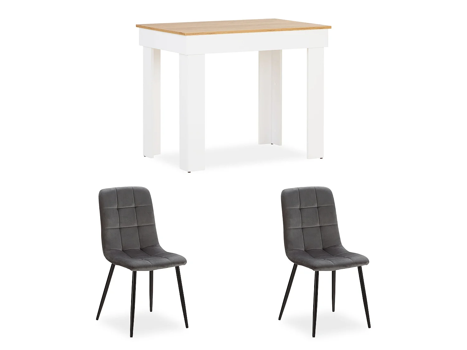 Eettafel 90x73x60 cm wit eiken fluweelgrijs