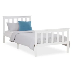 Eenpersoonsbed 98x206x82 cm wit massief dennenhout frame shaker stijl dagbed Eenpersoonsbed 98x206x82 cm wit massief dennenhout frame shaker stijl dagbed