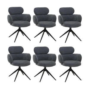 Eetkamerstoel MCW-O77 (set van 6),  grijsblauw