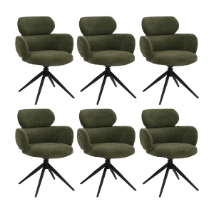 Eetkamerstoel MCW-O77 (set van 6), olijfgroen Eetkamerstoel MCW-O77 (set van 6), olijfgroen