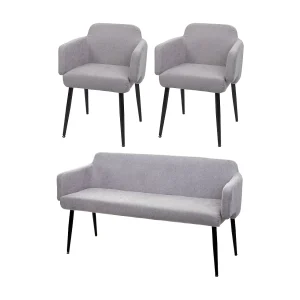 Eetkamer set MCW-L13 (3-delig), grijs Eetkamer set MCW-L13 (3-delig), grijs