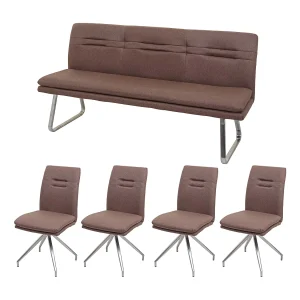 Eetkamer set MCW-H70, bruin 180cm Eetkamer set MCW-H70, bruin 180cm