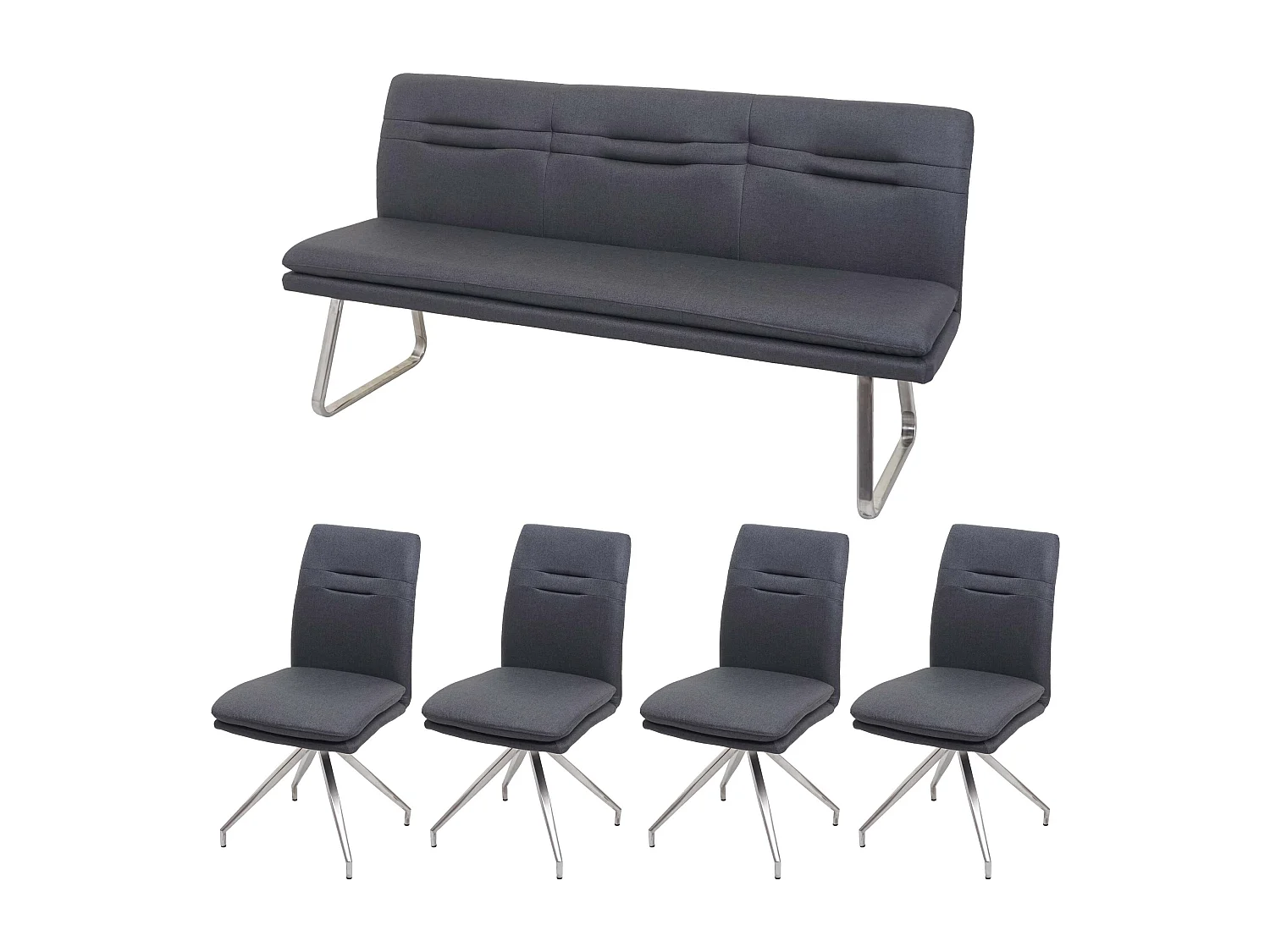 Eetkamer set MCW-H70, donkergrijs 180cm