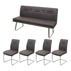Eetkamer-set MCW-H70,  grijsbruin 160cm
