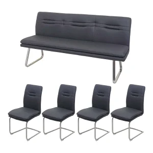 Eetkamer-set MCW-H70,  donkergrijs 180cm