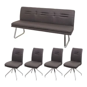 Eetkamer set MCW-H70, grijsbruin 180cm Eetkamer set MCW-H70, grijsbruin 180cm