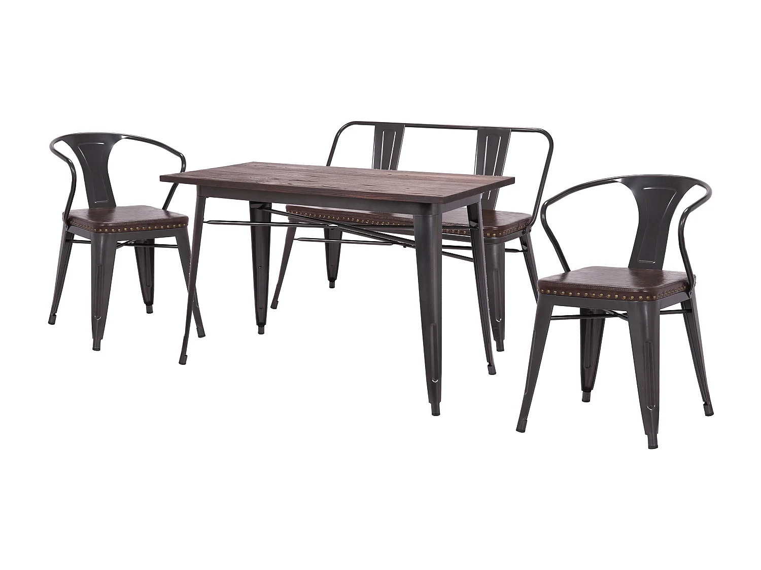 Eetkamer set MCW-H10 (4-delig), bruin