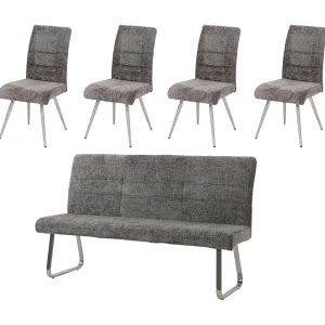 Eetkamer set MCW-G55 (5-delig),  donkergrijs