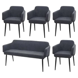 Eetkamer set MCW-L13 (5-delig), antraciet Eetkamer set MCW-L13 (5-delig), antraciet