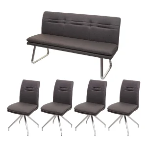 Eetkamer set MCW-H70, grijsbruin 160cm Eetkamer set MCW-H70, grijsbruin 160cm