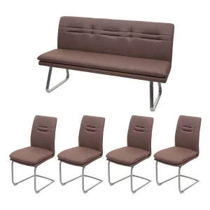 Eetkamer-set MCW-H70, bruin 160cm Eetkamer-set MCW-H70, bruin 160cm