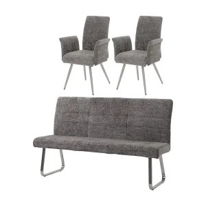 Eetkamer set MCW-G55 (3-delig),  donkergrijs