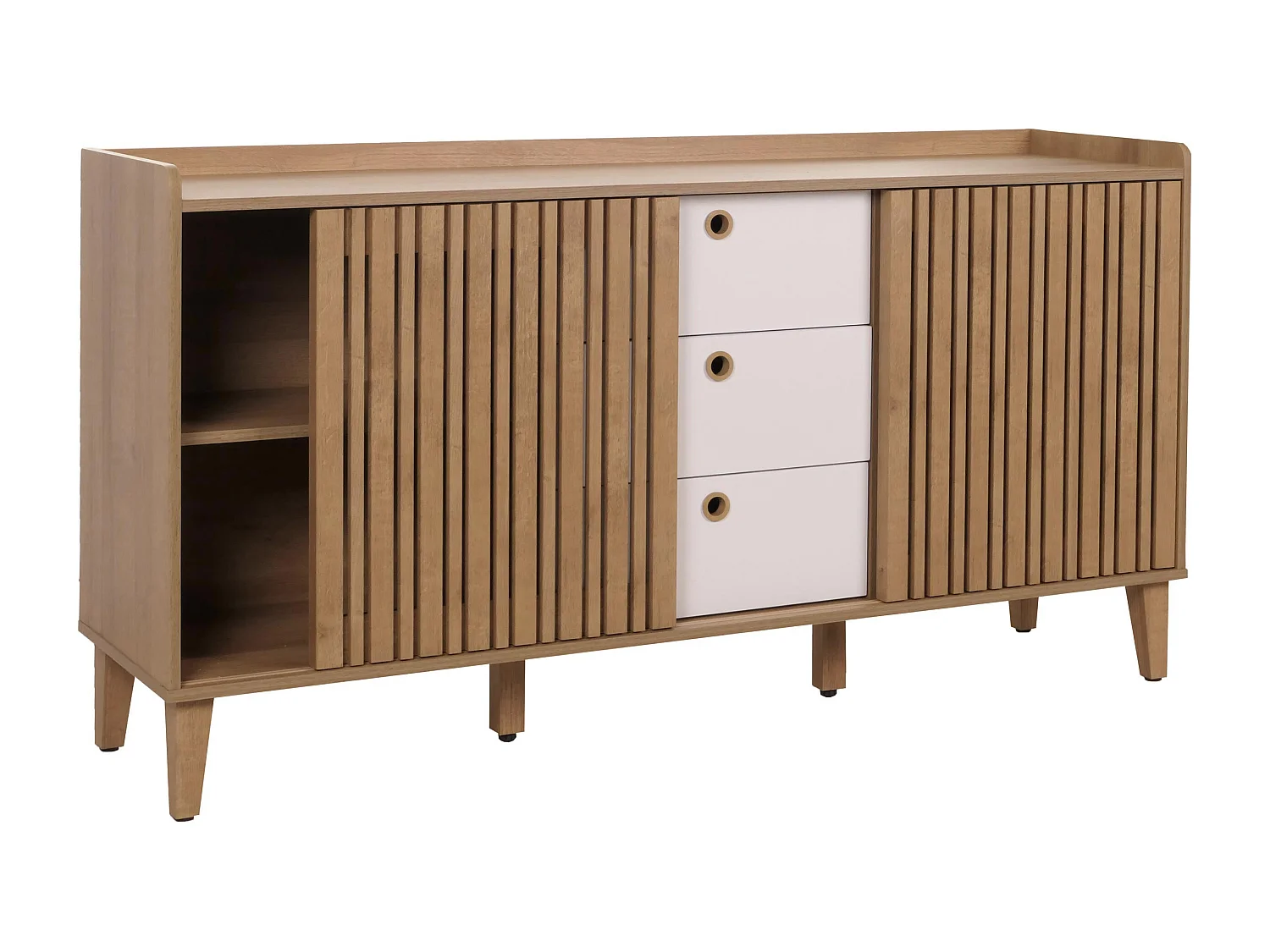 Dressoir MCW-M48, naturel, laden wit