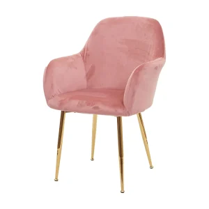 Eetkamerstoel MCW-F18, fluweel oud roze, gouden poten Eetkamerstoel MCW-F18, fluweel oud roze, gouden poten