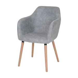 Eetkamerstoel Vaasa T381, textiel, vintage beton grijs, lichte poten Eetkamerstoel Vaasa T381, textiel, vintage beton grijs, lichte poten