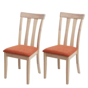 Eetkamerstoel MCW-G46 (set van 2), naturelkleurig frame, oranje Eetkamerstoel MCW-G46 (set van 2), naturelkleurig frame, oranje