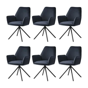 Eetkamerstoel MCW-G67 (set van 6), antracietblauw, poten zwart Eetkamerstoel MCW-G67 (set van 6), antracietblauw, poten zwart