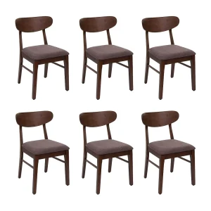 Eetkamerstoel MCW-M59 (set van 6), donker frame, taupe Eetkamerstoel MCW-M59 (set van 6), donker frame, taupe