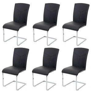 Eetkamerstoel MCW-F36 (set van 6),  kunstleer, zwart