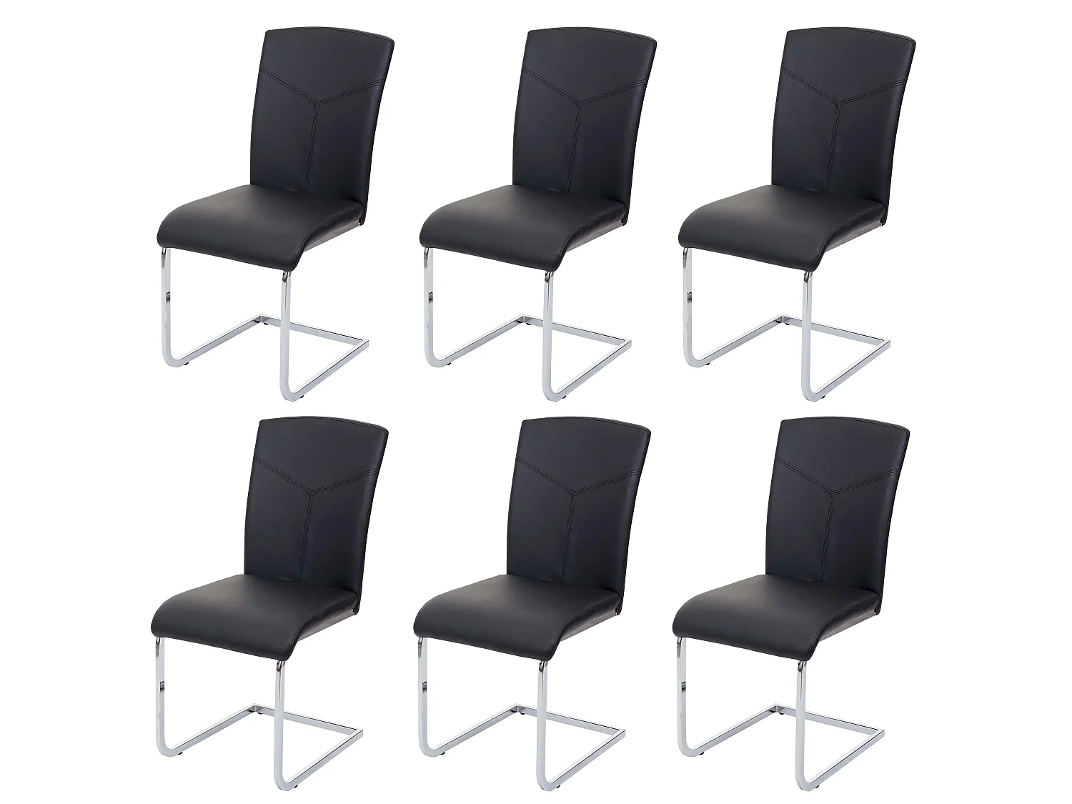 Eetkamerstoel MCW-F36 (set van 6), kunstleer, zwart