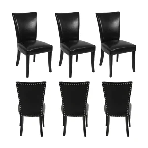 Eetkamerstoel Edinburgh (set van 6), kunstleer, zwart, donkere poten Eetkamerstoel Edinburgh (set van 6), kunstleer, zwart, donkere poten