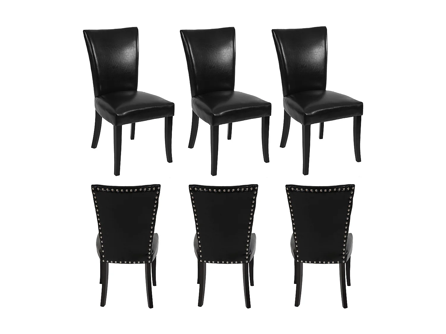 Eetkamerstoel Edinburgh (set van 6), kunstleer, zwart, donkere poten