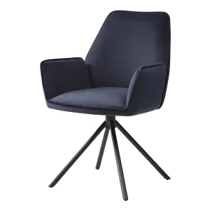 Eetkamerstoel MCW-G67, antracietblauw, poten zwart Eetkamerstoel MCW-G67, antracietblauw, poten zwart