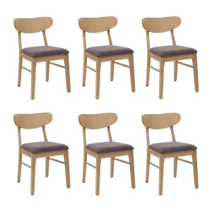 Eetkamerstoel MCW-M59 (set van 6), lichtgekleurd frame, taupe Eetkamerstoel MCW-M59 (set van 6), lichtgekleurd frame, taupe