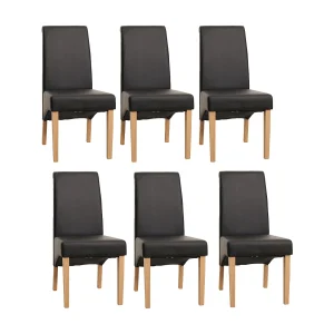 Eetkamerstoel M37 (set van 6), Kunstleer Mat, Zwart, Lichte Voeten Eetkamerstoel M37 (set van 6), Kunstleer Mat, Zwart, Lichte Voeten