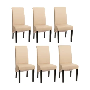 Eetkamerstoel M37 (set van 6), Leer, crème, donkere poten Eetkamerstoel M37 (set van 6), Leer, crème, donkere poten