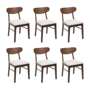 Eetkamerstoel MCW-M59 (set van 6), donker frame, crème Eetkamerstoel MCW-M59 (set van 6), donker frame, crème