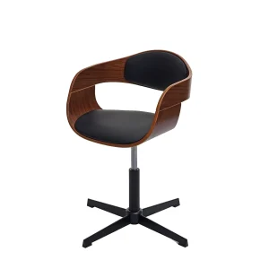 Eetkamerstoel MCW-H46,  walnoot-look, kunstleer zwart