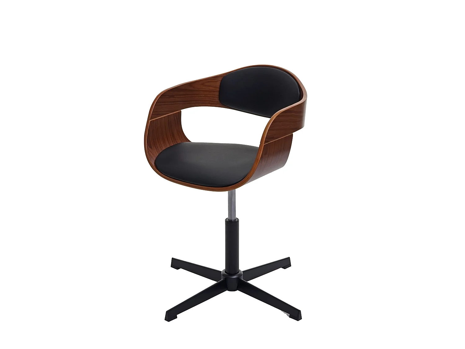 Eetkamerstoel MCW-H46, walnoot-look, kunstleer zwart