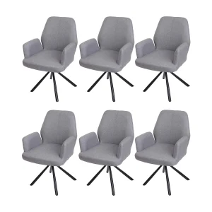 Eetkamerstoel MCW-H71 (set van 6) draaibaar,  lichtgrijs