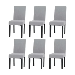 Eetkamerstoel Littau Cord (set van 6), lichtgrijs, donkere poten Eetkamerstoel Littau Cord (set van 6), lichtgrijs, donkere poten