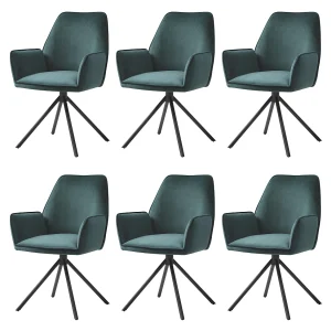 Eetkamerstoel MCW-G67 (set van 6), groen, zwarte poten Eetkamerstoel MCW-G67 (set van 6), groen, zwarte poten