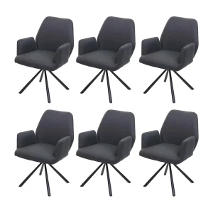 Eetkamerstoel MCW-H71 (set van 6) draaibaar,  donkergrijs