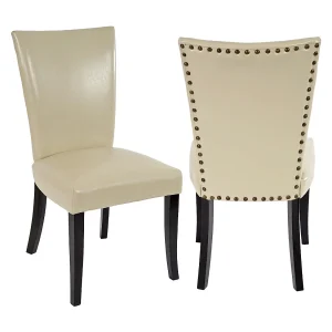 Eetkamerstoel Edinburgh (set van 2), Kunstleer, Crème, Donkere Poten Eetkamerstoel Edinburgh (set van 2), Kunstleer, Crème, Donkere Poten
