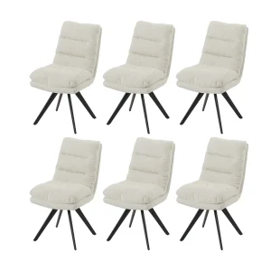 Eetkamerstoel MCW-G66 Bouclé (set van 6), crème wit Eetkamerstoel MCW-G66 Bouclé (set van 6), crème wit