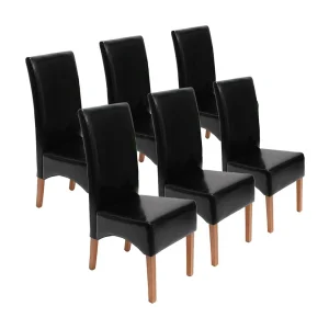 Eetkamerstoel Crotone (set van 6), zwart, lichte poten Eetkamerstoel Crotone (set van 6), zwart, lichte poten